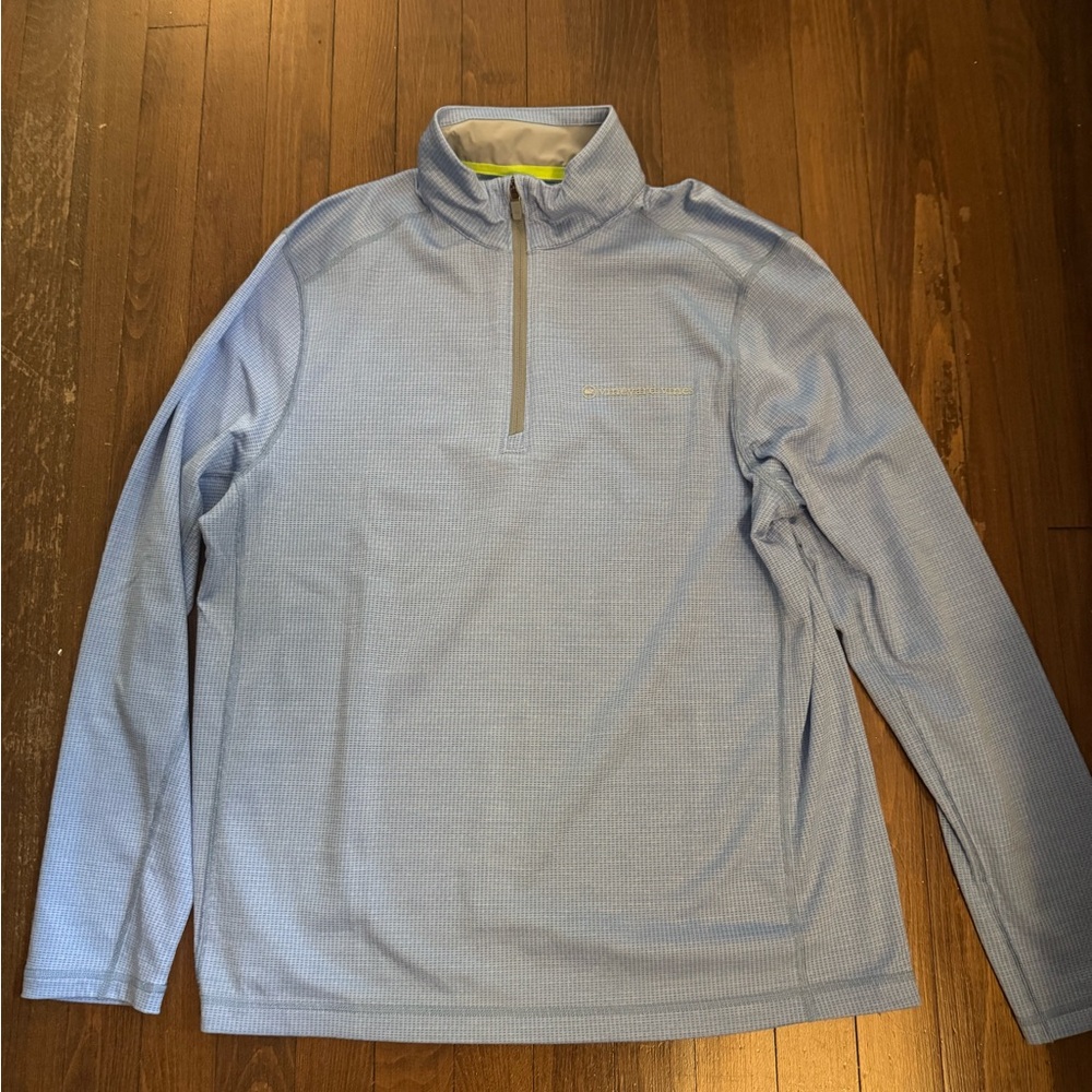 Vineyard Vines Light Blue Quarter Zip with Neon Accents